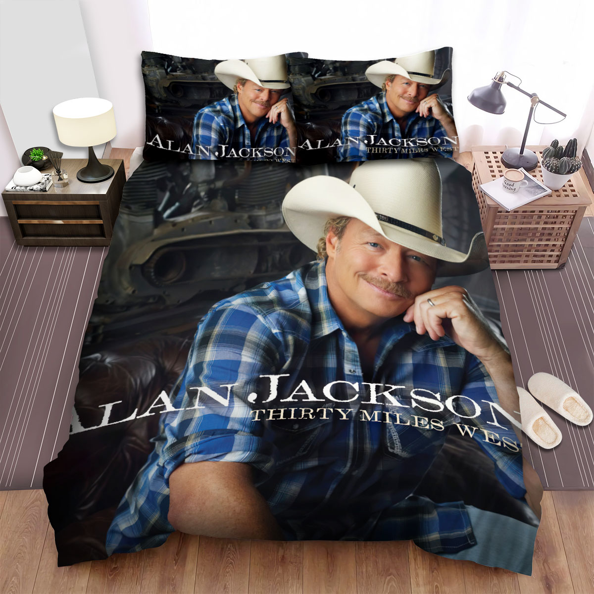 Alan Jackson Thirty Miles West Album Cover Bed Sheets Spread Comforter Duvet Cover Bedding Sets