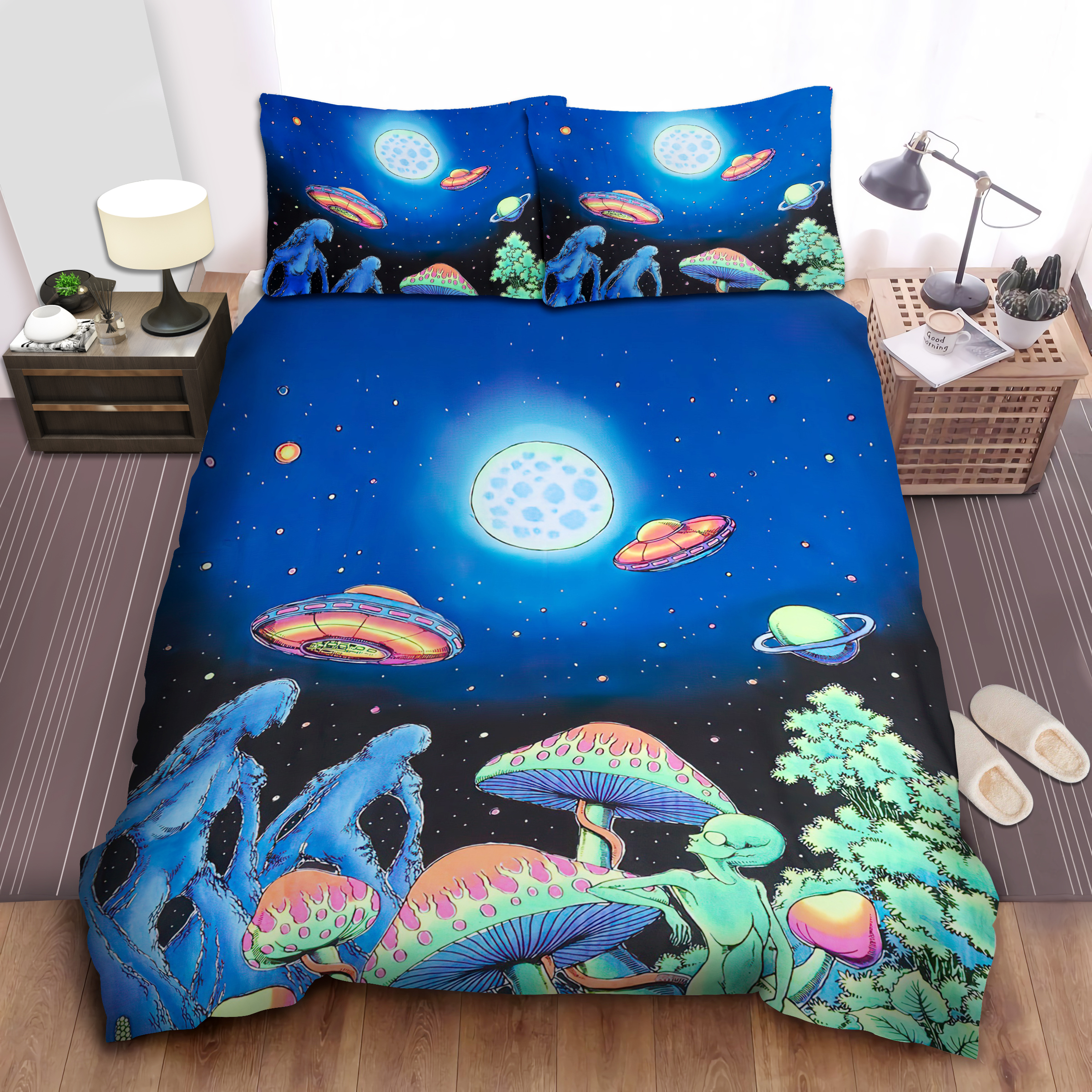 Alien Shrooms Bed Sheets Spread Comforter Duvet Cover Bedding Sets