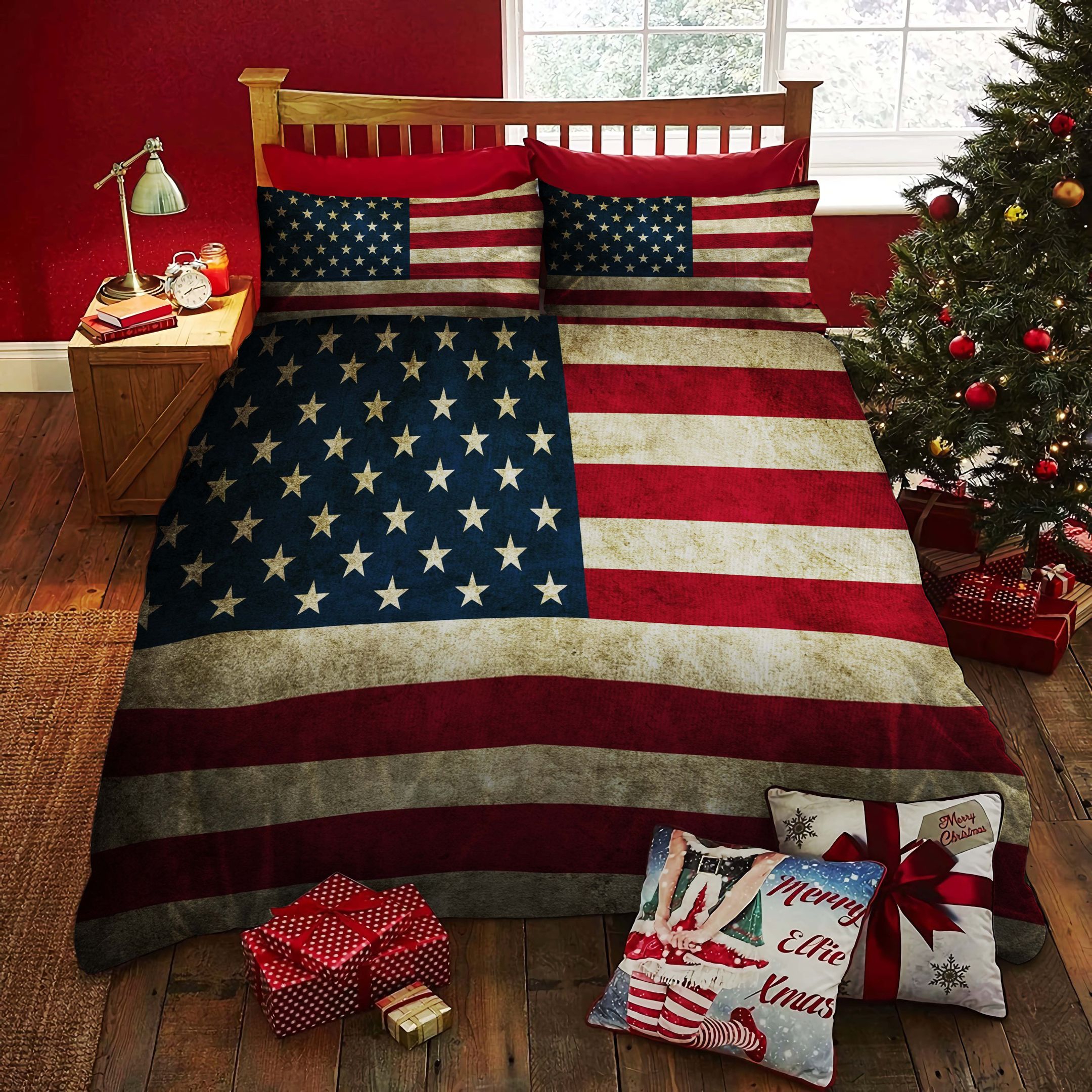 American Flag Patrotism Cotton Bed Sheets Spread Comforter Duvet Cover Bedding Sets Perfect Gifts For American Flag Lover Gifts For Birthday Christmas Thanksgiving