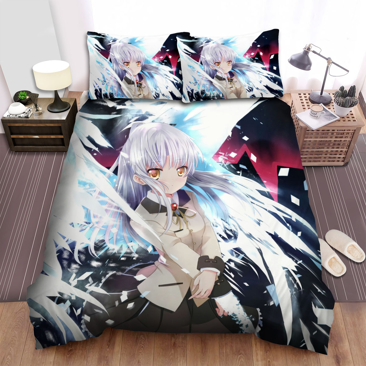 Angel Beats! Kanade Tachibana Anime Bed Sheets Spread Comforter Duvet Cover Bedding Sets