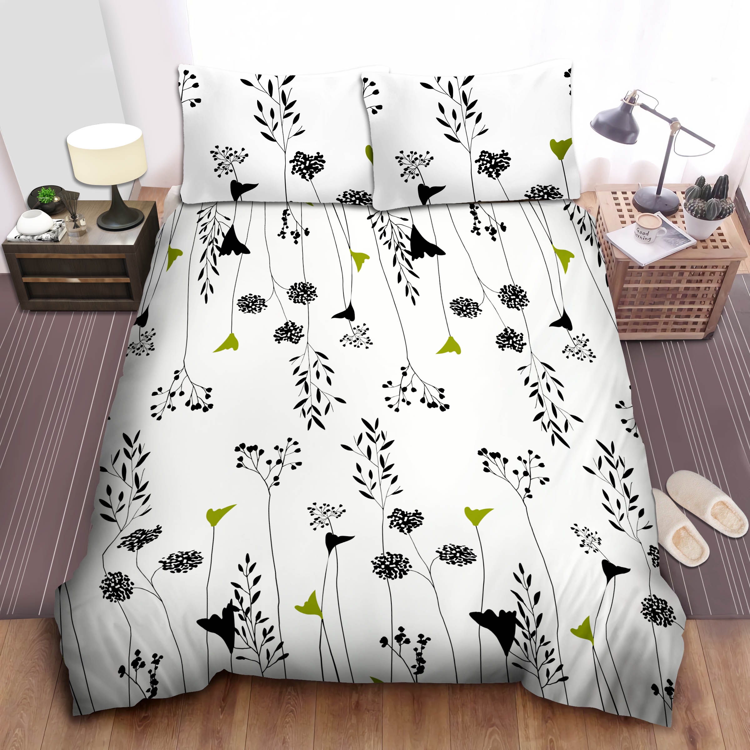 Asian Lily Cotton Bed Sheets Spread Comforter Duvet Cover Bedding Sets