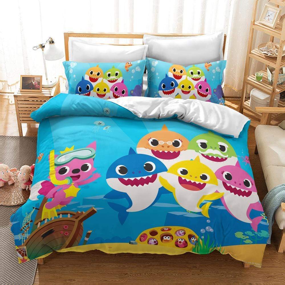 Baby Shark Funny Kid's Room Custom Name Cover Bedding Set