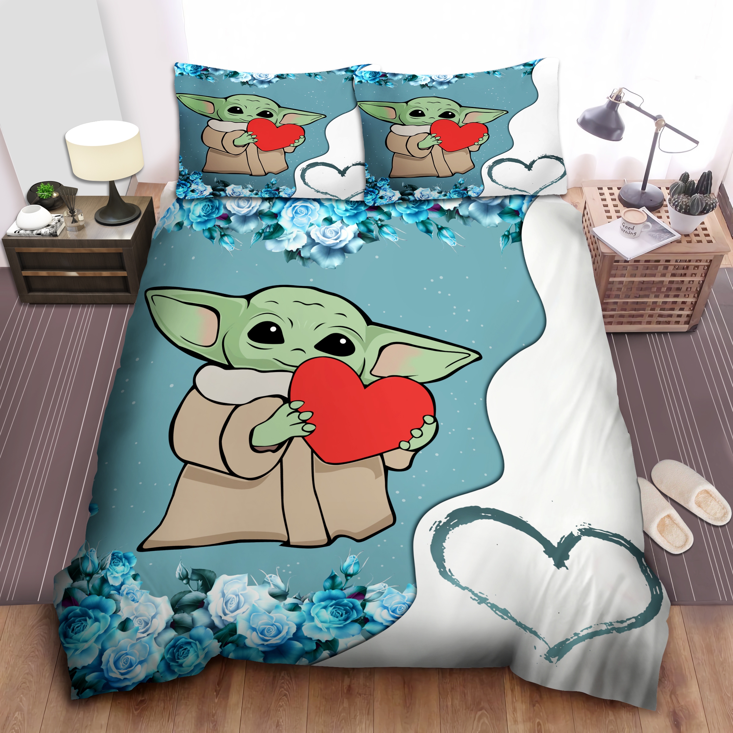 Baby Yoda Bed Sheets Bedspread Duvet Cover Bedding Set