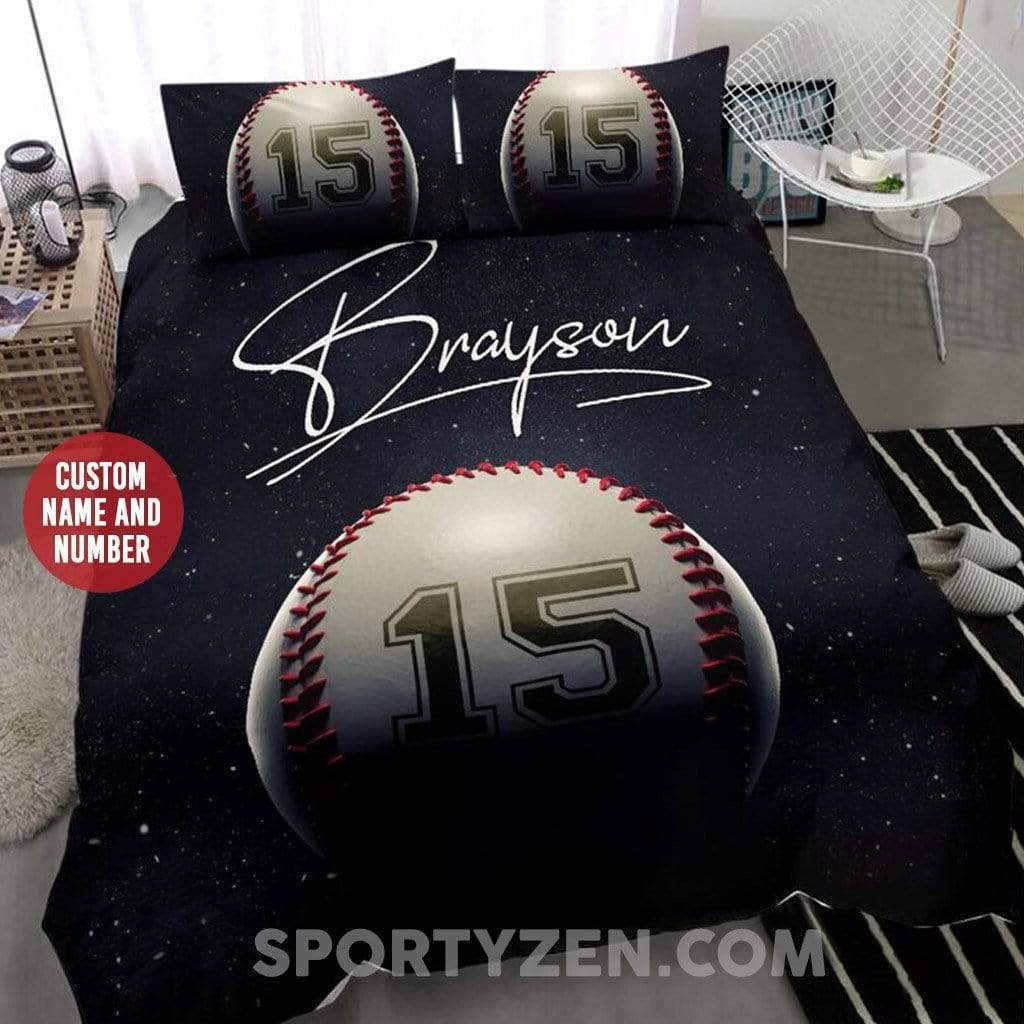 Baseball Dream Night Custom Duvet Cover Bedding Set With Your Name