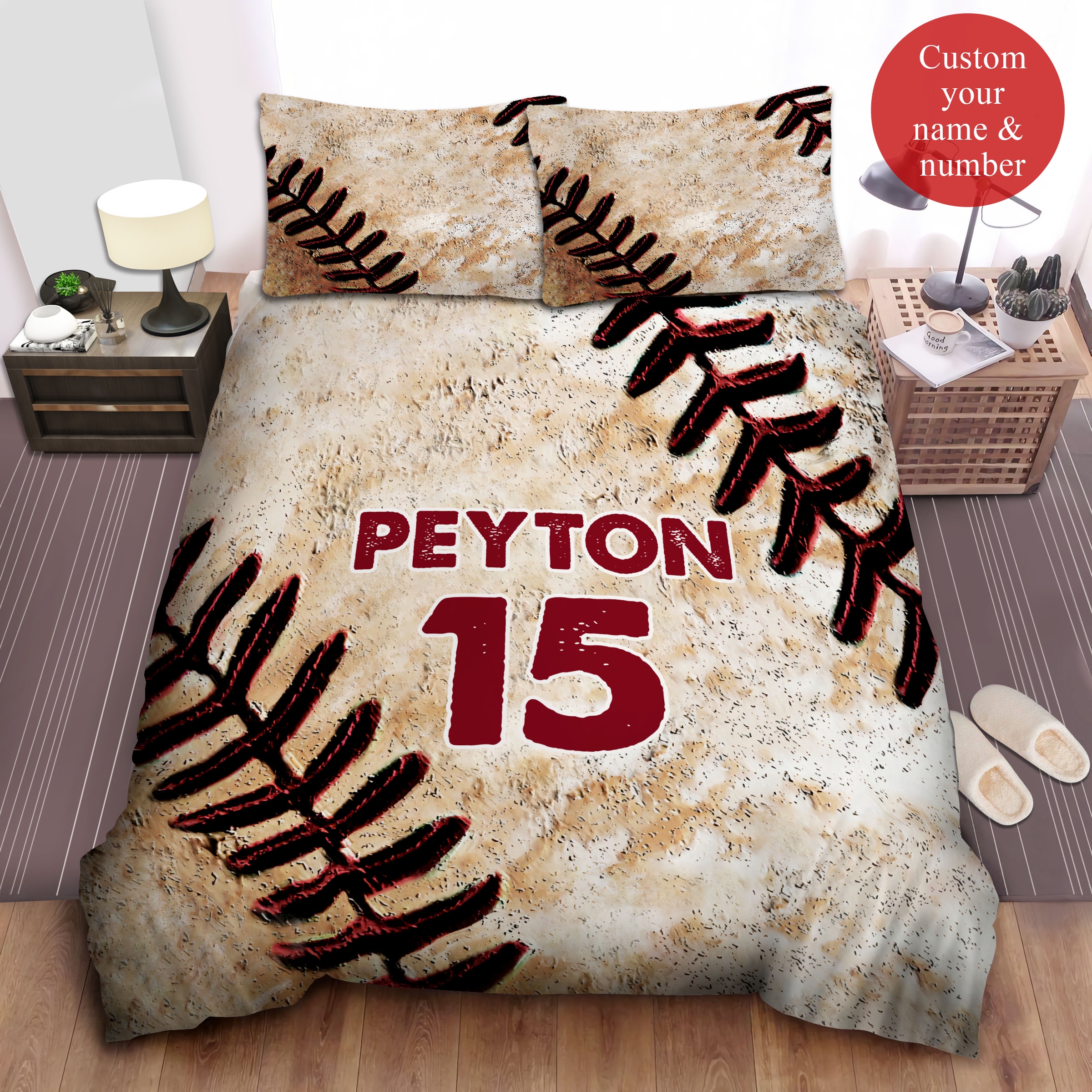 Baseball Personalized Custom Name And Number Duvet Cover Bedding Set