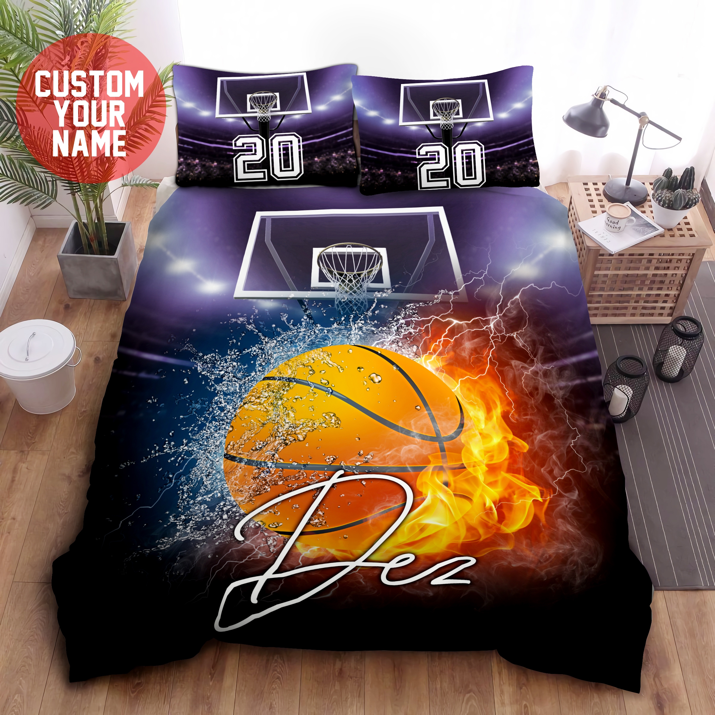 Basketball Duvet Cover Bedding Set Personalized Custom Name And Number