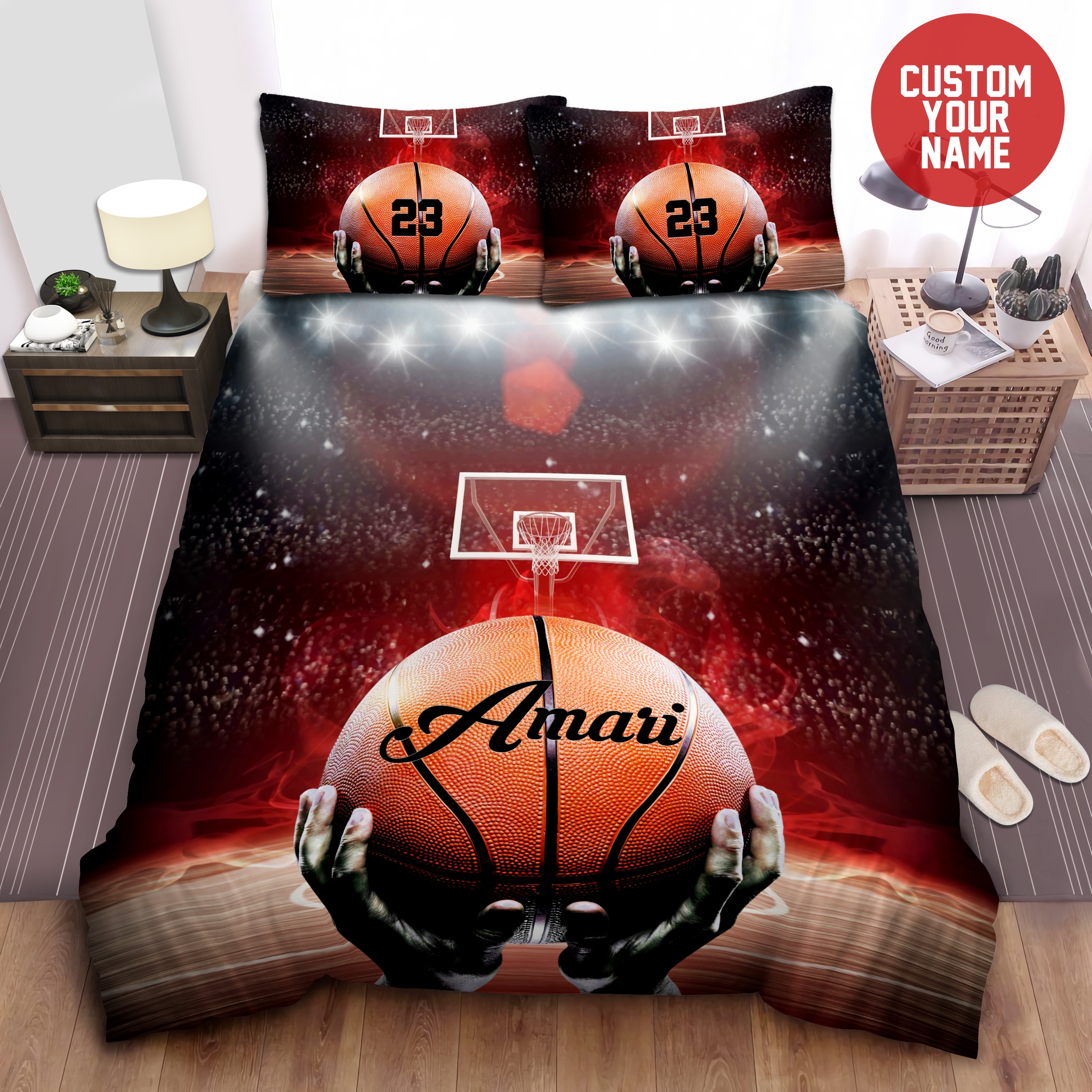 Basketball Personalized Custom Name Duvet Cover Bedding Set