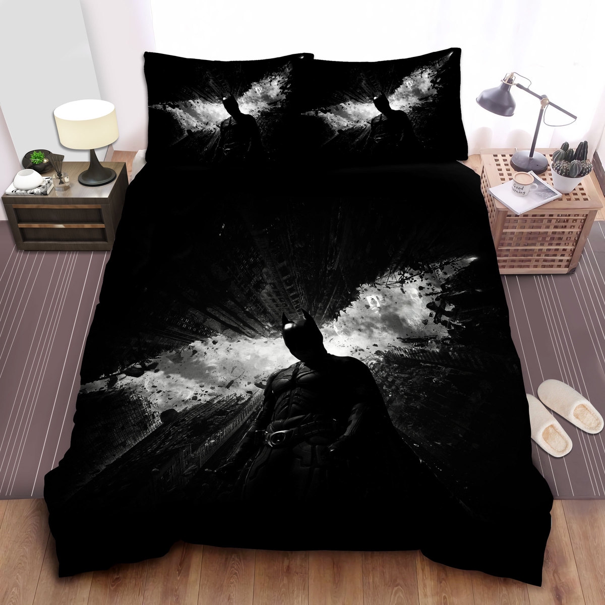 Batman The Dark Knight Rises Black & White Poster Bed Sheets Spread Comforter Duvet Cover Bedding Sets