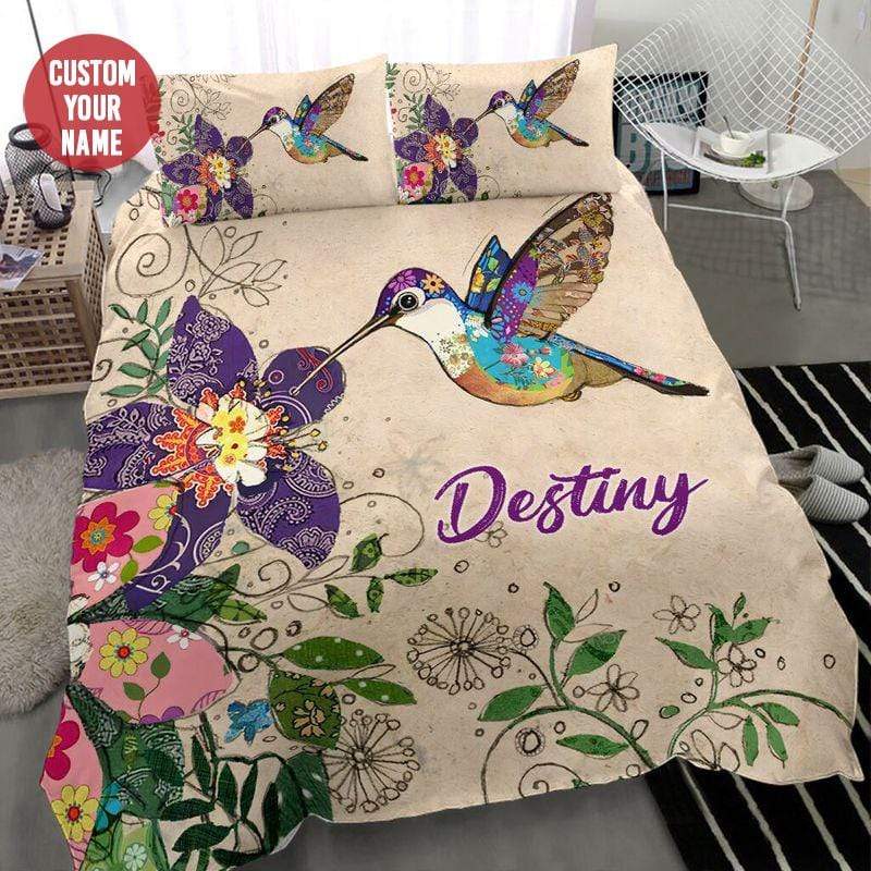 Beautiful Floral Hummingbird Personalized Custom Name Duvet Cover Bedding Set #0108l