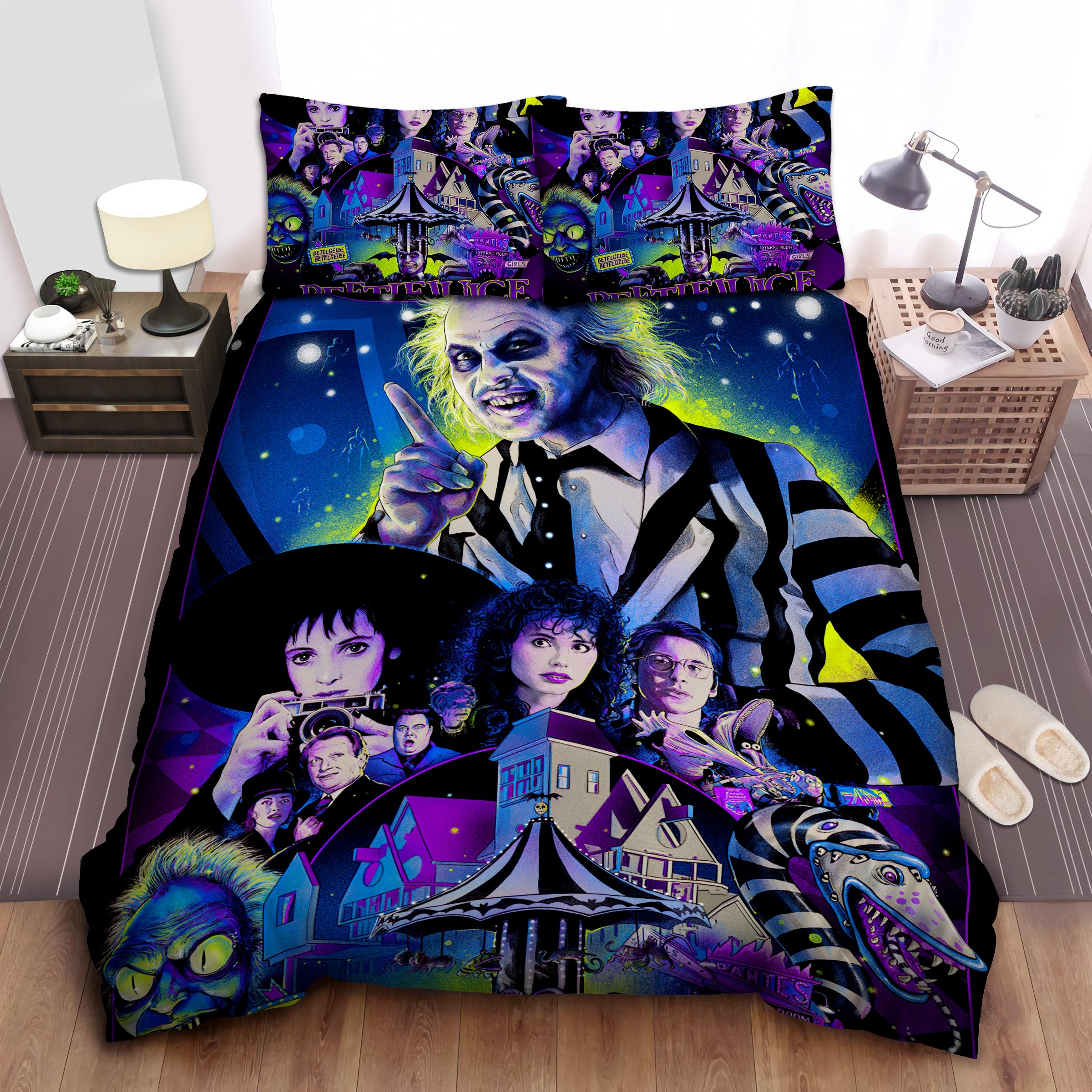 Beetlejuice & The Haunted House Bed Sheets Spread Comforter Duvet Cover Bedding Sets