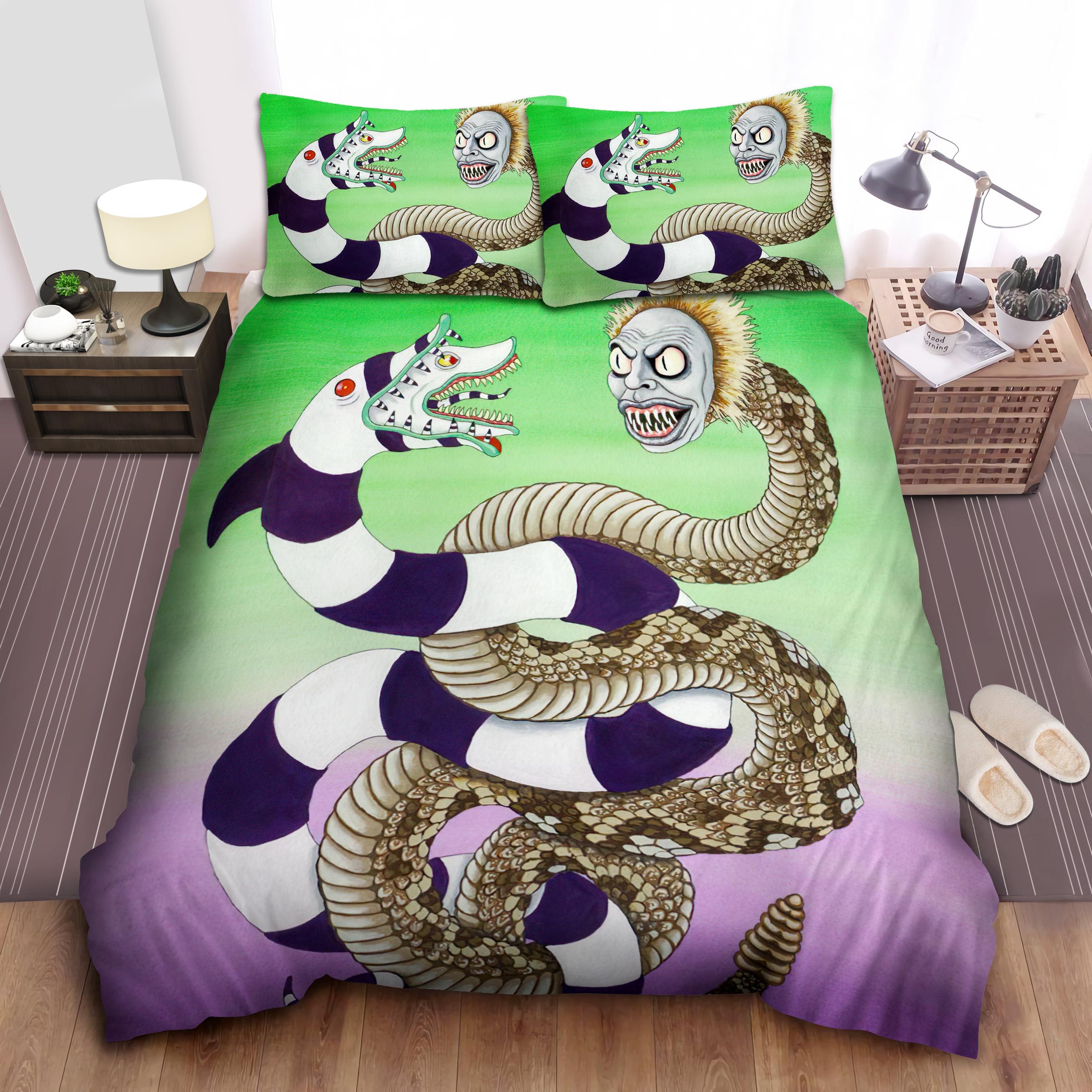 Beetlejuice Snake Head & Sandworm Bed Sheets Spread Comforter Duvet Cover Bedding Sets