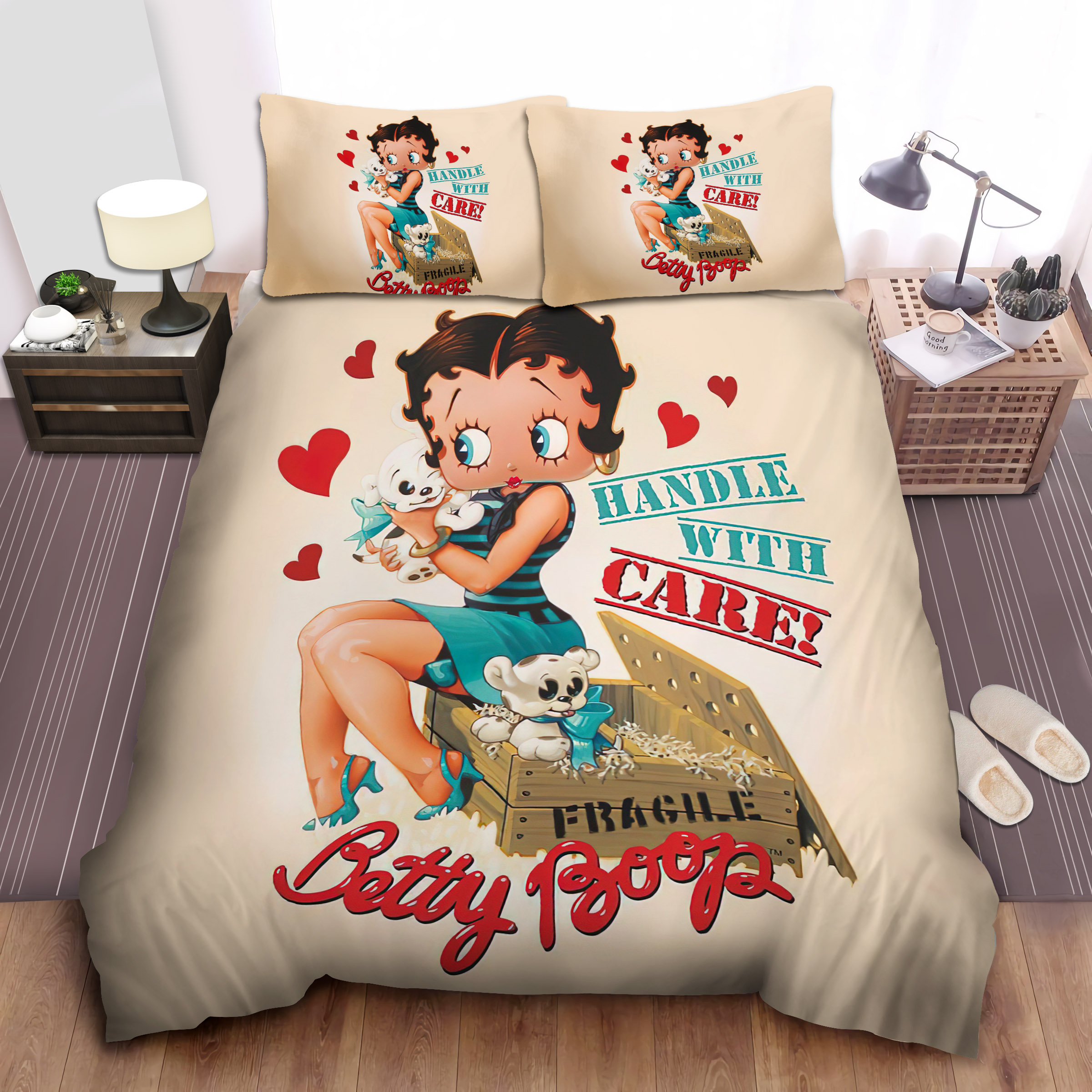 Betty Boop & Puppies Bed Sheets Spread Comforter Duvet Cover Bedding Sets