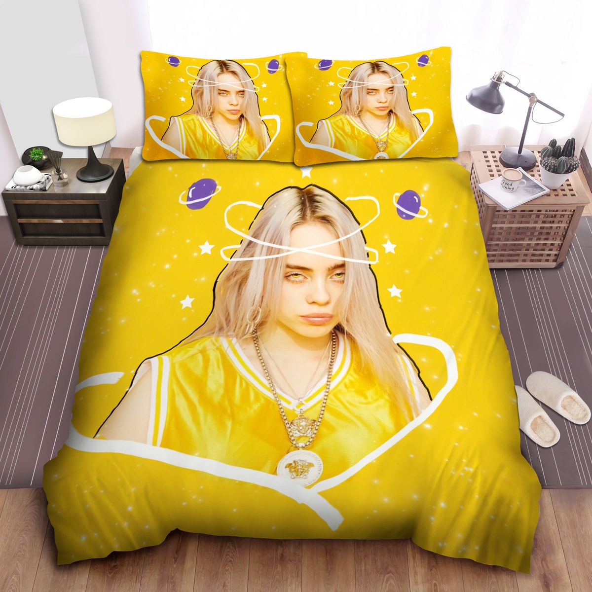 Billie Eilish Digital Photograph In Yellow Theme Bed Sheets Spread Comforter Duvet Cover Bedding Sets