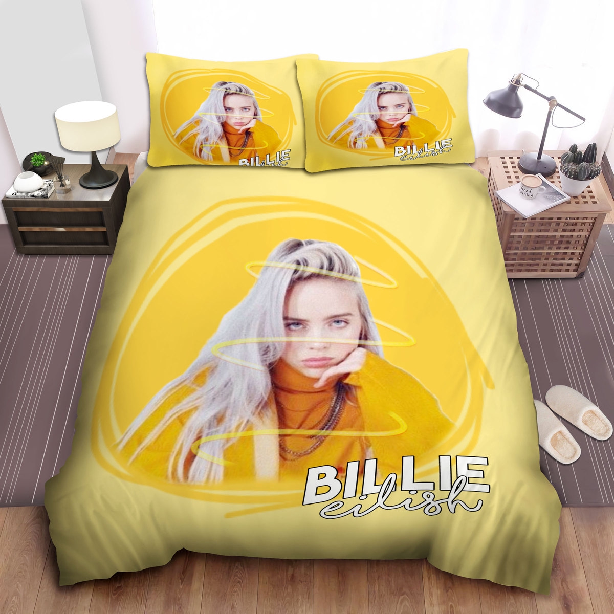 Billie Eilish In Yellow Sweater In Digital Photograph Bed Sheets Spread Comforter Duvet Cover Bedding Sets