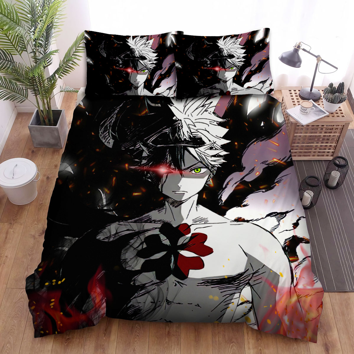 Black Clover Asta In The Flame Bed Sheets Spread Comforter Duvet Cover Bedding Sets