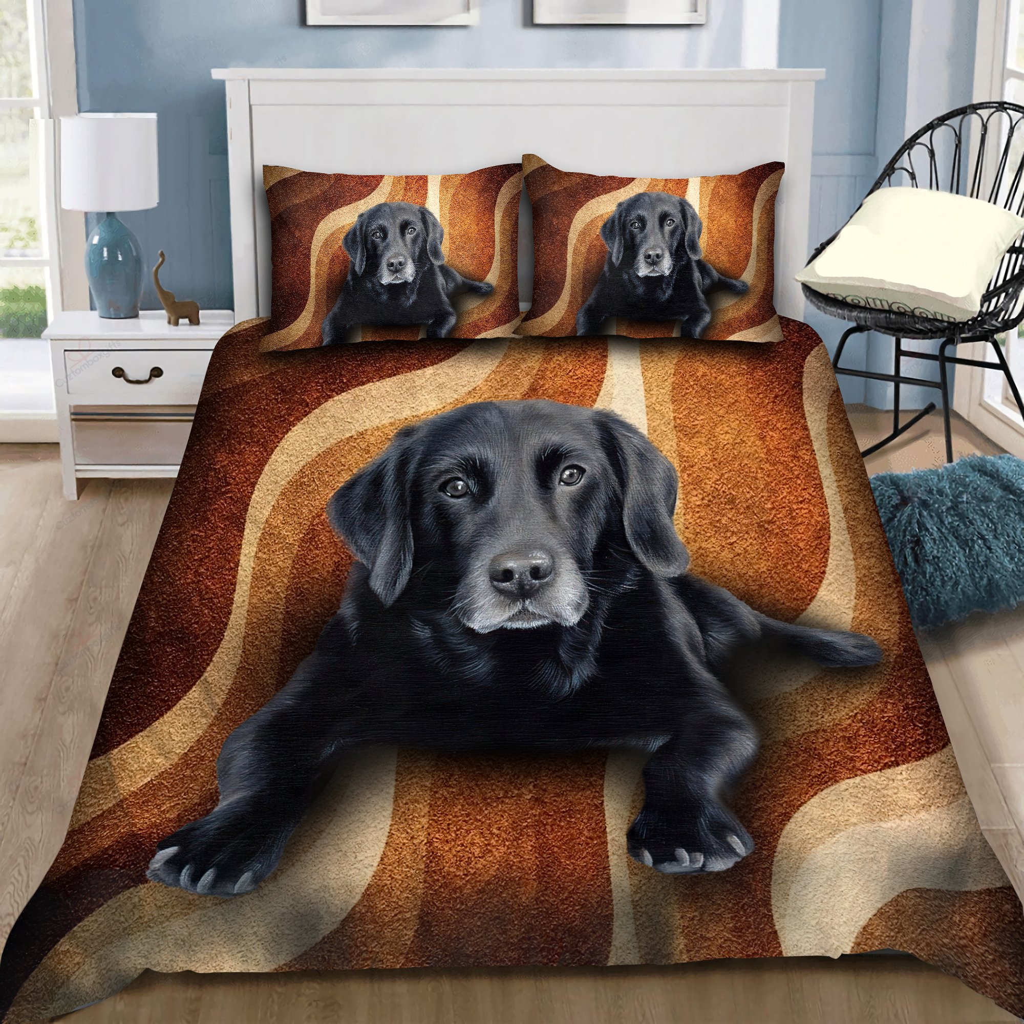 Black Labrador Dog  Bed Sheets Spread Comforter Duvet Cover Bedding Sets