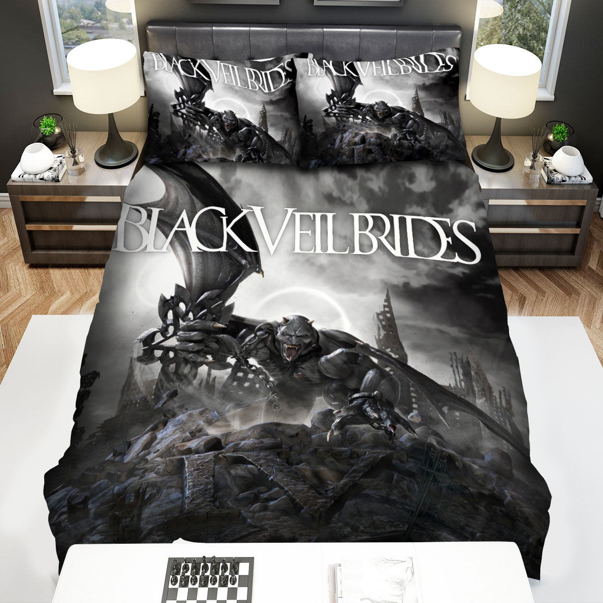 Black Veil Brides & The Demon With Wings Bed Sheets Spread Comforter Duvet Cover Bedding Sets