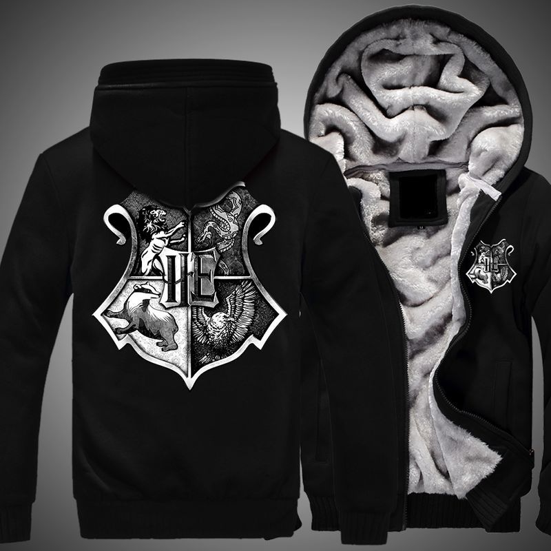 Harry Potter Gryffindor, Hufflepuff, Ravenclaw, Slytherin Print 3d Fleece Zip Hoodie