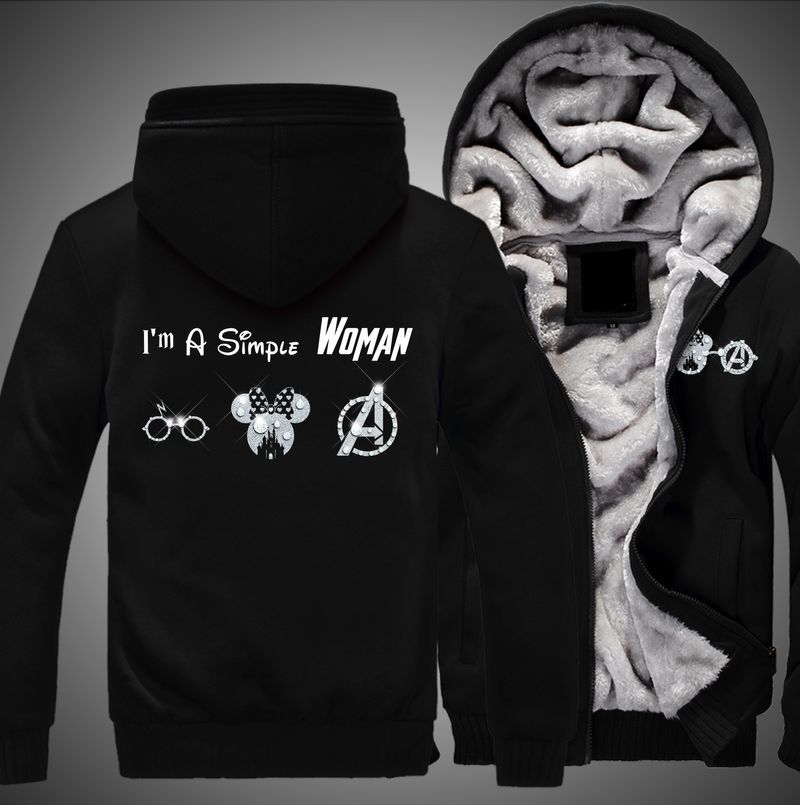 Harry Potter Minnie Avengers Lover Gift Im A Simple Woman Print 3d Fleece Zip Hoodie