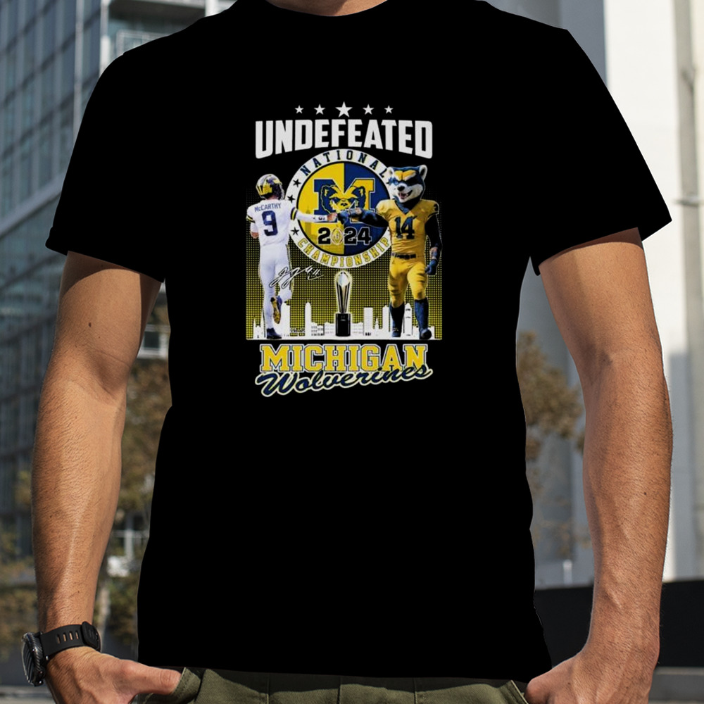 J.J. McCarthy And Mascot Undefeated National Champions Michigan Wolverines Signature Shirt