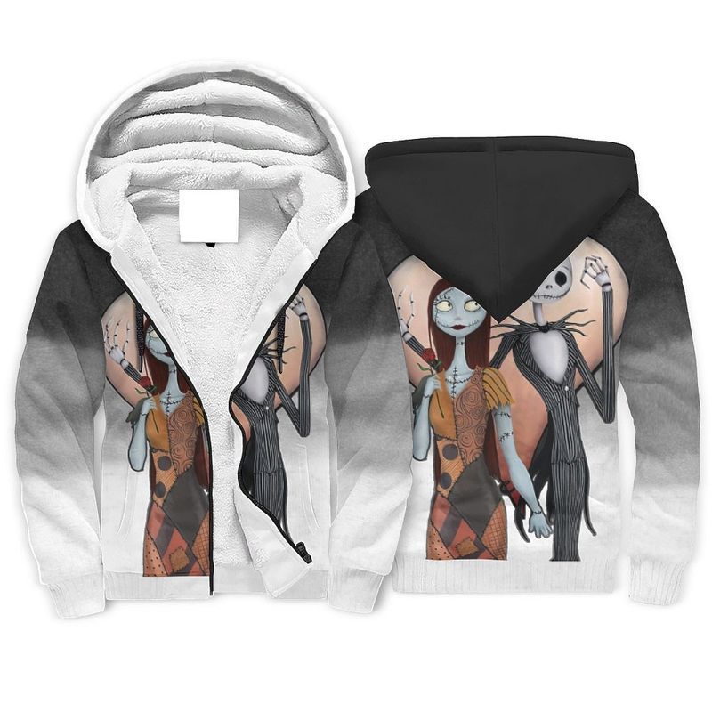 Jack  Sally The Nightmare Before Christmas Over Print 3d Fleece Zip 2 Hoodie