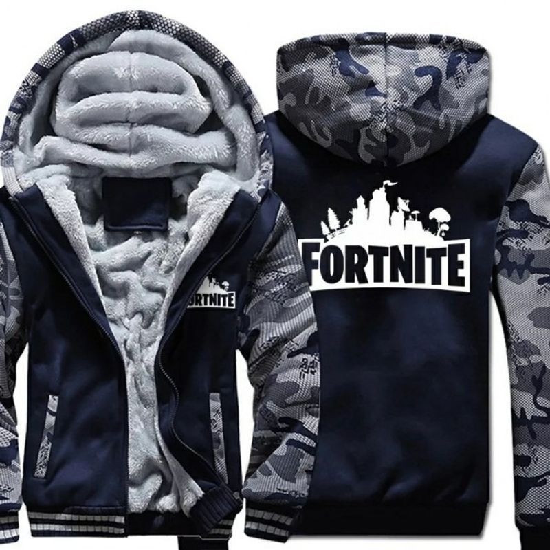 Kids Fortnite Camouflage Over Print 3d Fleece Zip Hoodie