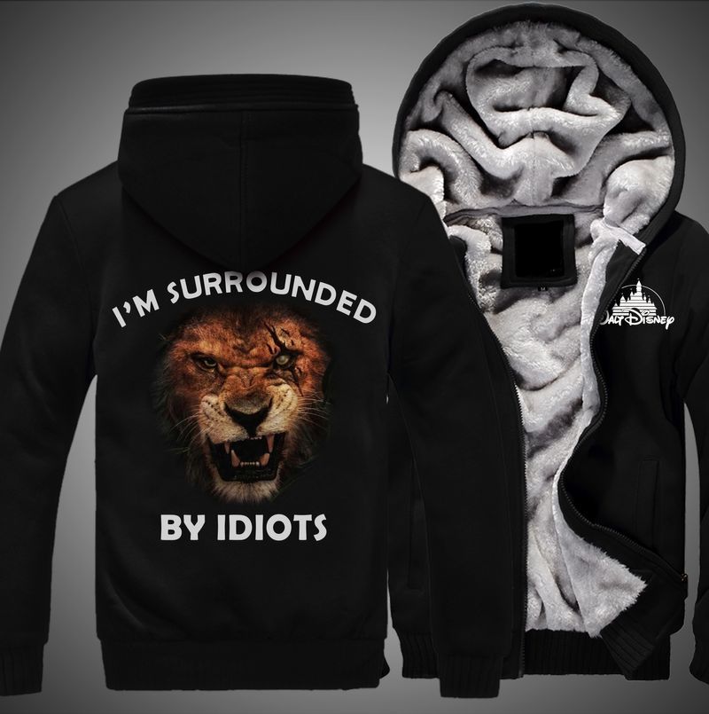 Lion King Scar Im Surrounded By Idiots Over Print 3d Fleece Zip Hoodie