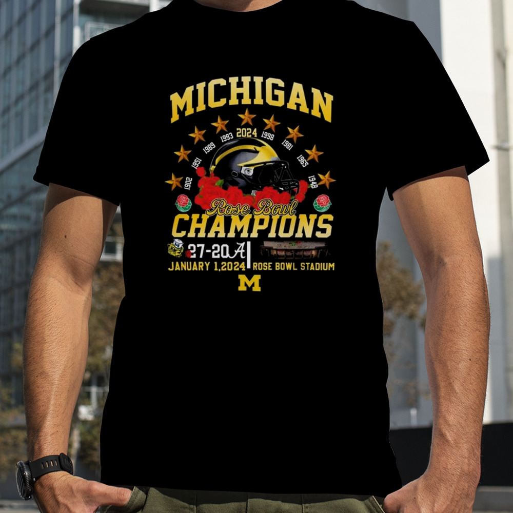 Michigan Wolverines 9-time Rose Bowl Champions 2024 T-shirt