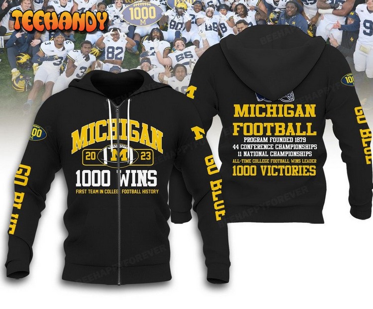 Michigan Wolverines Zip Hoodies, 1000 Wins College Football Hoodies