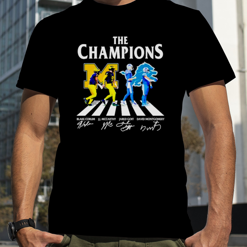 Michigan Wolverines and Detroit Lions the Champions Abbey Road signatures shirt