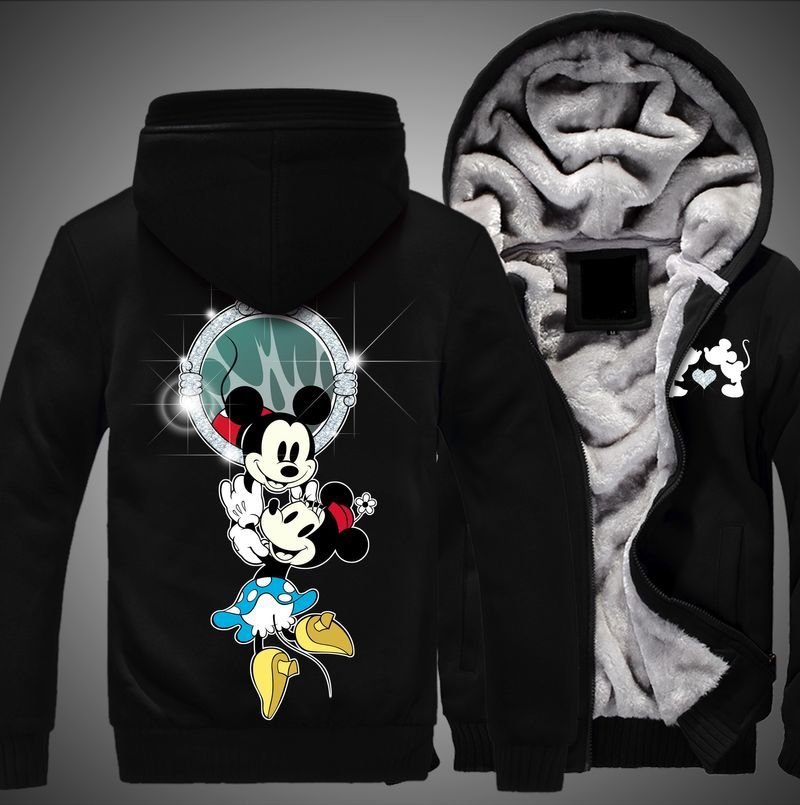 Mickey And Minnie Disney Print 3d Fleece Zip 6 Hoodie