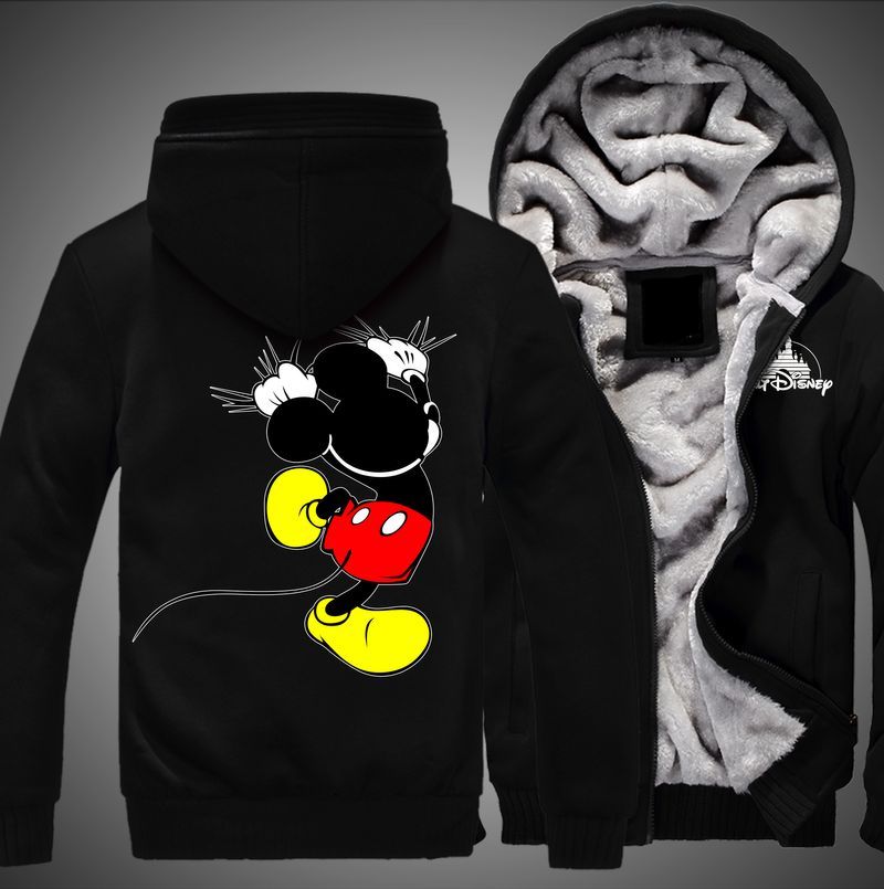 Mickey Climbing Up Print 3d Fleece Zip Hoodie