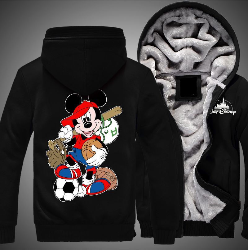 Mickey Football, Baseball, Basketball Over Print 3d Fleece Zip Hoodie