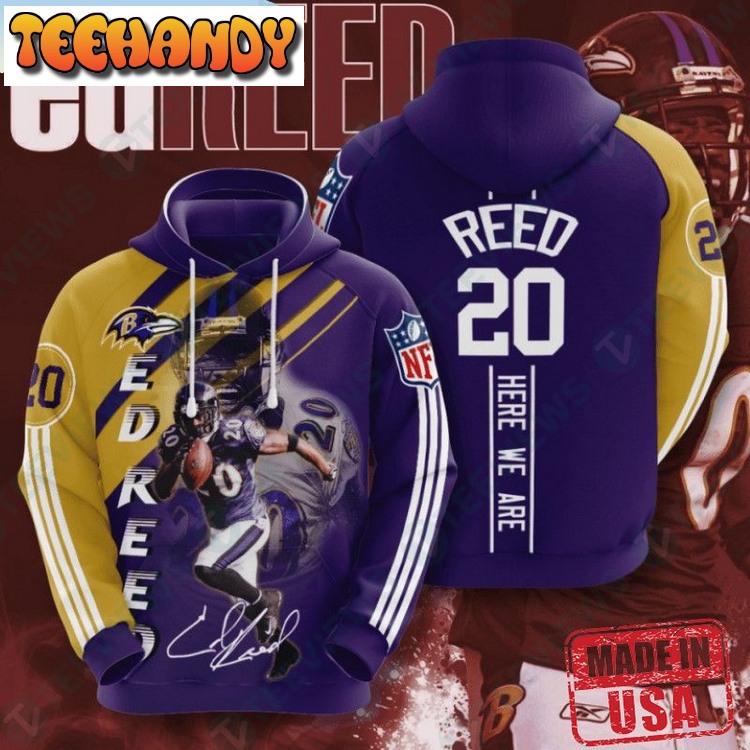 Nfl Baltimore Ravens Ed Reed Mens 3D Hoodies