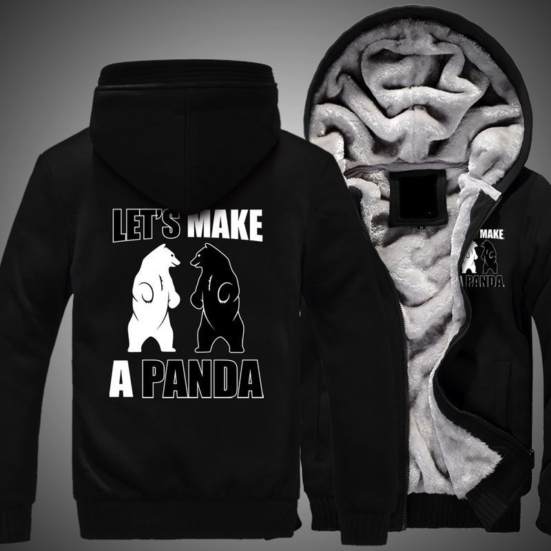 Panda Lets Make A Panda Over Print 3d Fleece Zip Hoodie