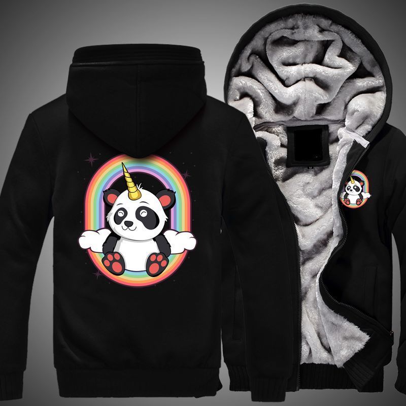 Panda Unicorn Rainbow Pandicorn Print 3d Fleece Zip Hoodie