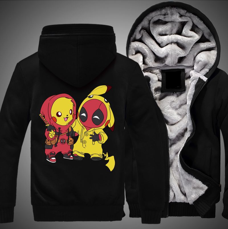 Pikachu And Deadpool Change Shirt Over Print 3d Fleece Zip Hoodie