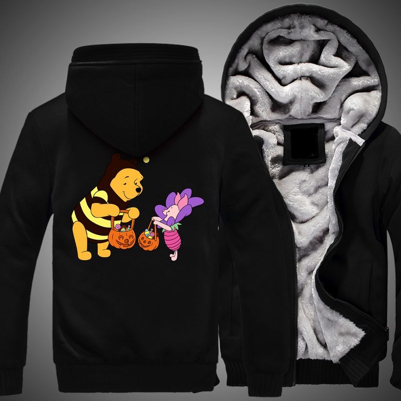 Pooh And Piglet Halloween Winnie The Pooh Over Print 3d Fleece Zip Hoodie