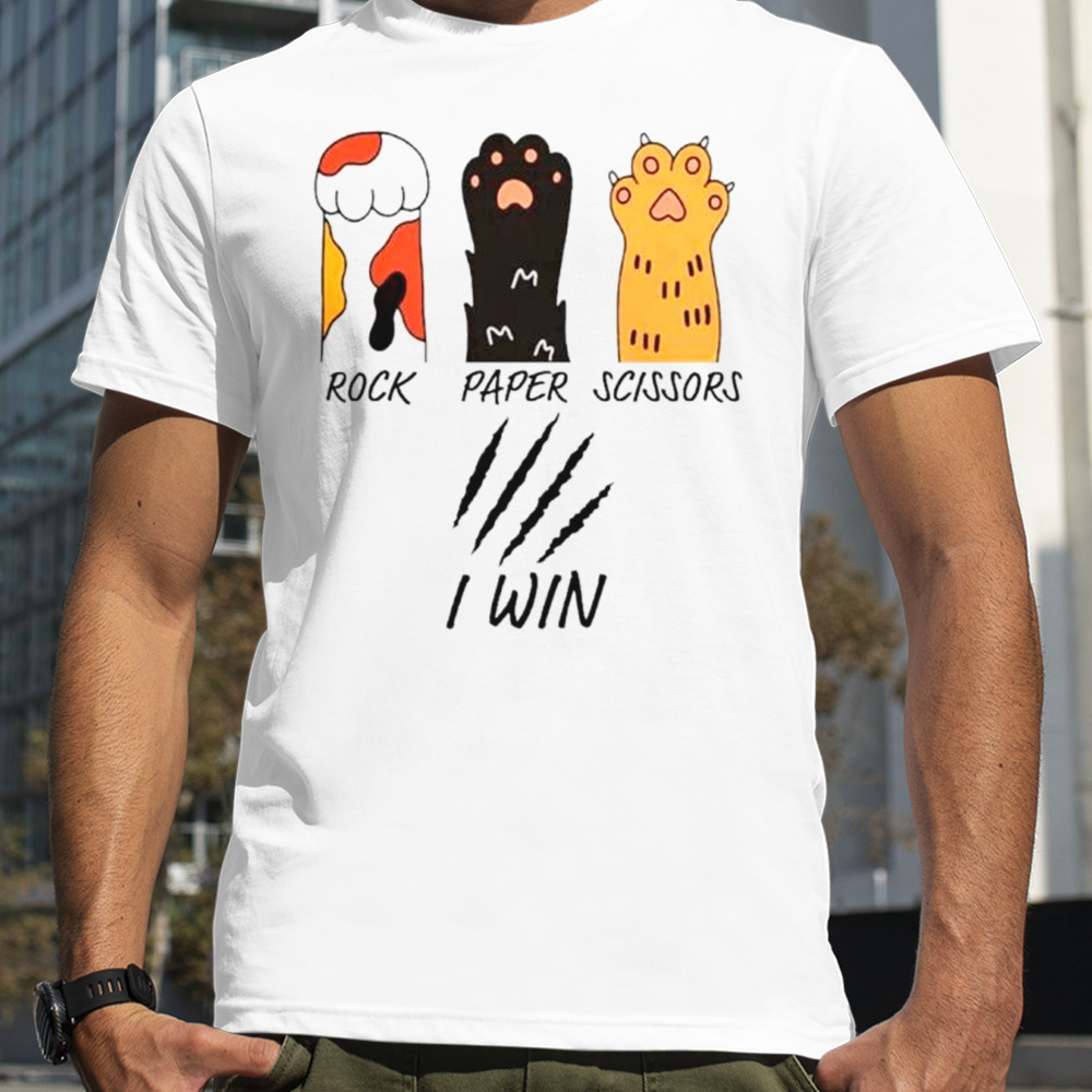 Rock paper scissors I wine cat paws funny shirt