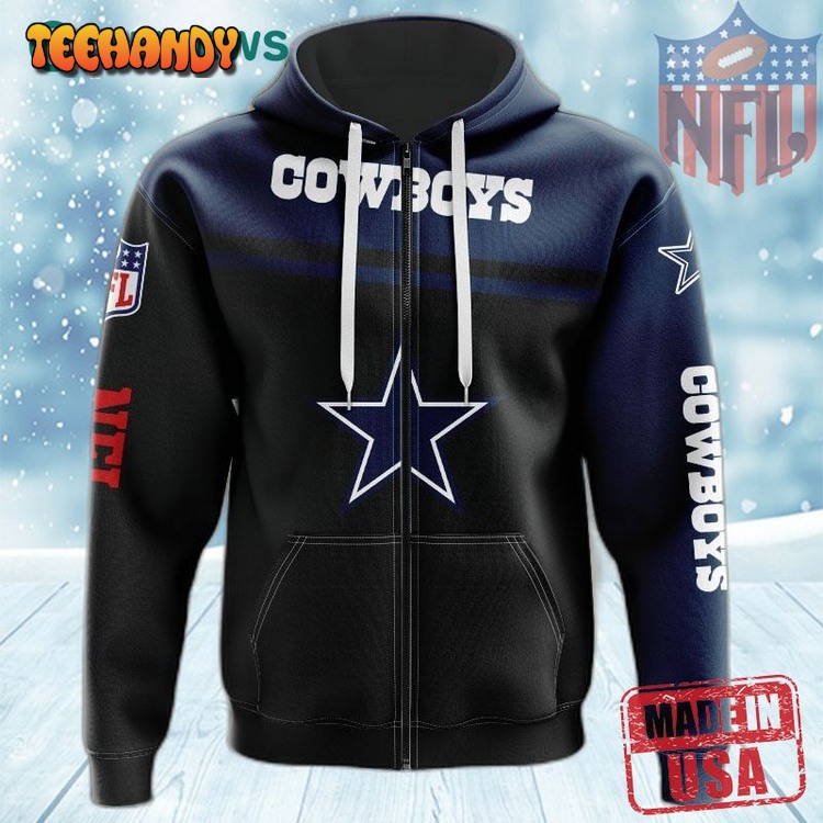 Royal Dallas Cowboys 3D Skull Zip Hoodie Pullover