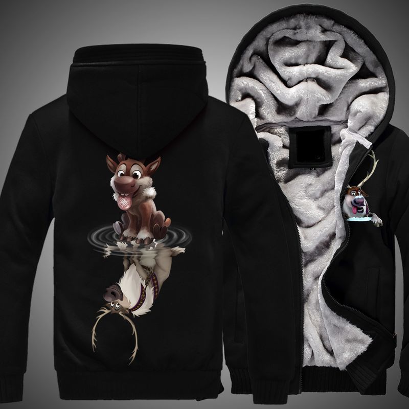 Sven Frozen Water Reflection Print 3d Fleece Zip Hoodie