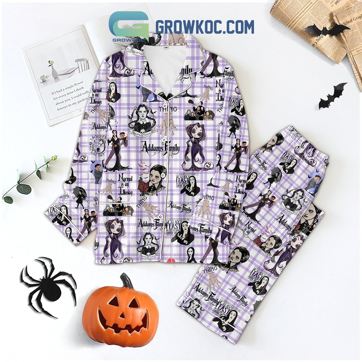 Addams Family Normal Is An Illusion Pajamas Set