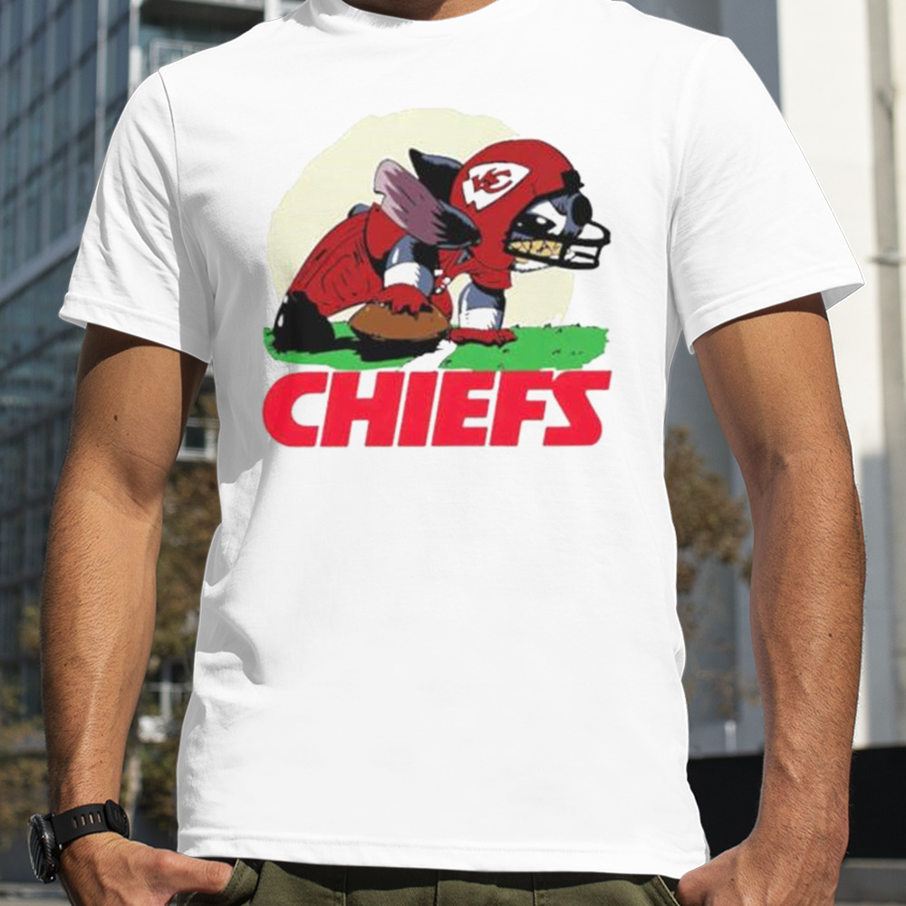 Angry Stitch Character Player Kansas City Chiefs Football Logo Shirt