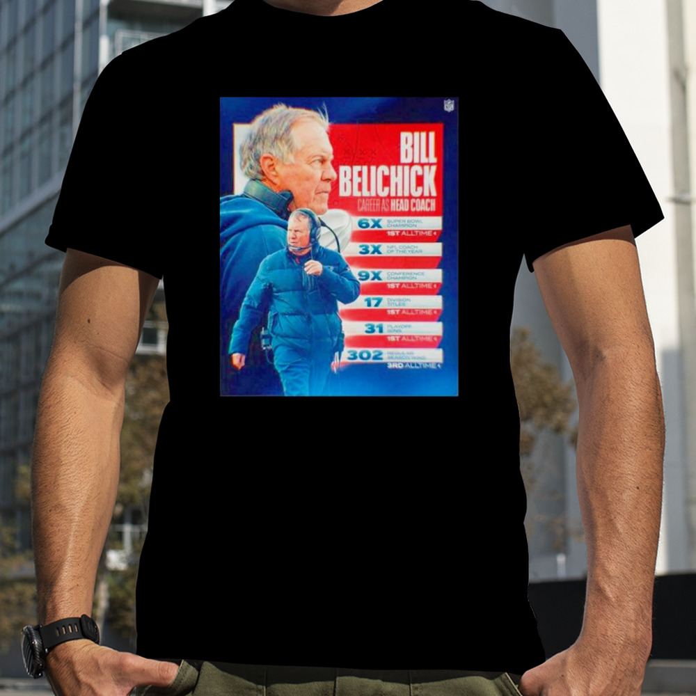 Bill Belichick career as head coach New England shirt