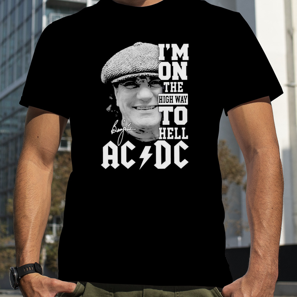 Brian Johnson AC DC I’m on the highway to hell signatures shirt