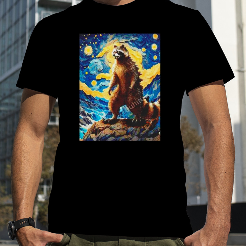 Trashzilla Japanese Monster Kaiju in Van Gogh Starry Night shirt