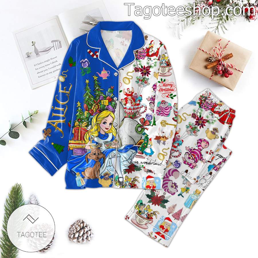 Alice In Wonderland Merry Christmas Men Women's Pajamas Set