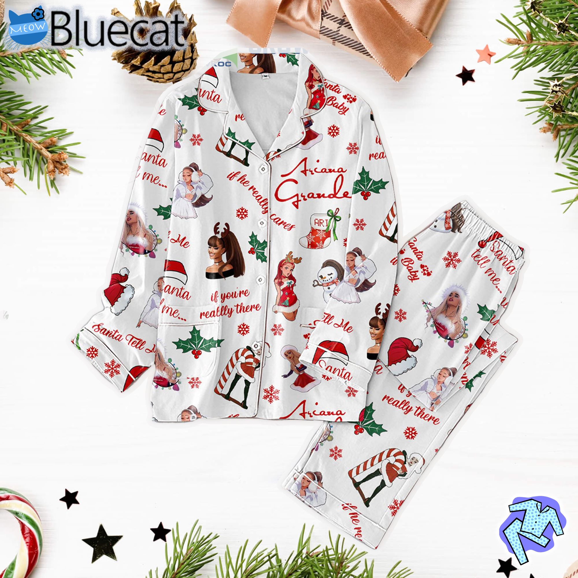 Ariana Grande Santa Tell Me If Youre Really There Pajamas Set