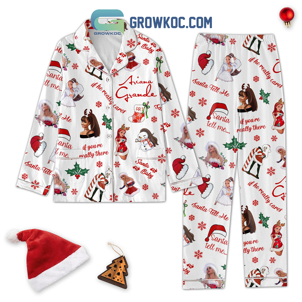 Ariana Grande Santa Tell Me If You're Really There Pajamas Set