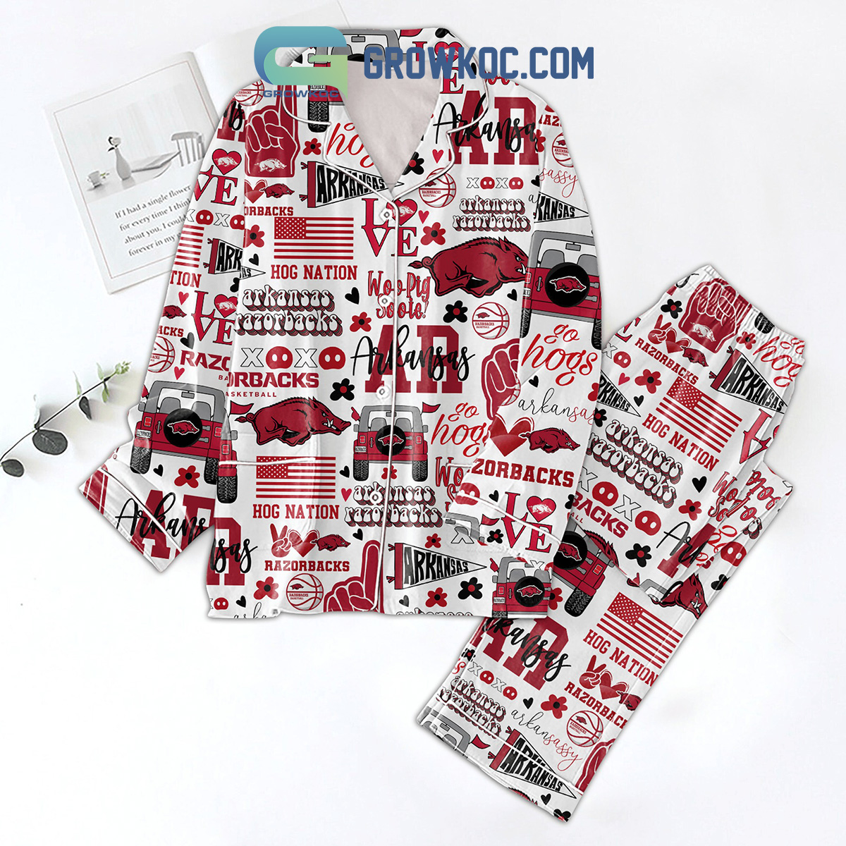 Arkansas Razorbacks Go Hogs Polyester Pajamas Set